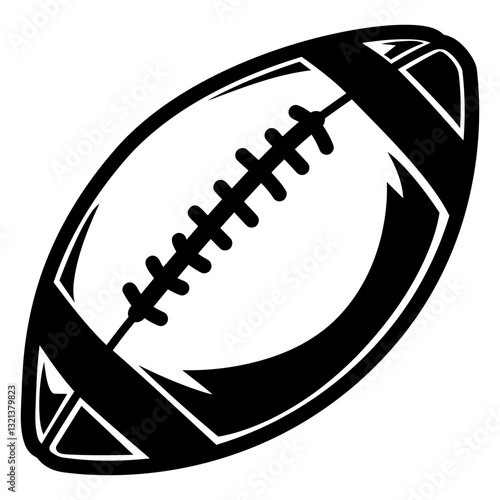 Football Icon: A bold, minimalist black and white depiction of a football, perfect for sports-themed designs.