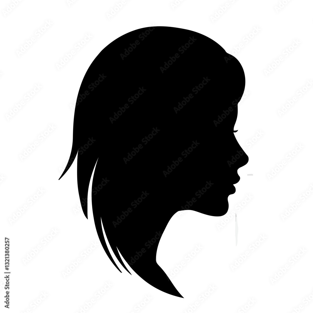 Female Face Silhouette Vector Icon Side Profile Head of Woman Female Face Silhouette Vector Icon Side Profile Head of Woman