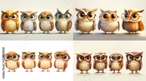 Wallpaper Mural Adorable cartoon owls wearing glasses in a row. Torontodigital.ca