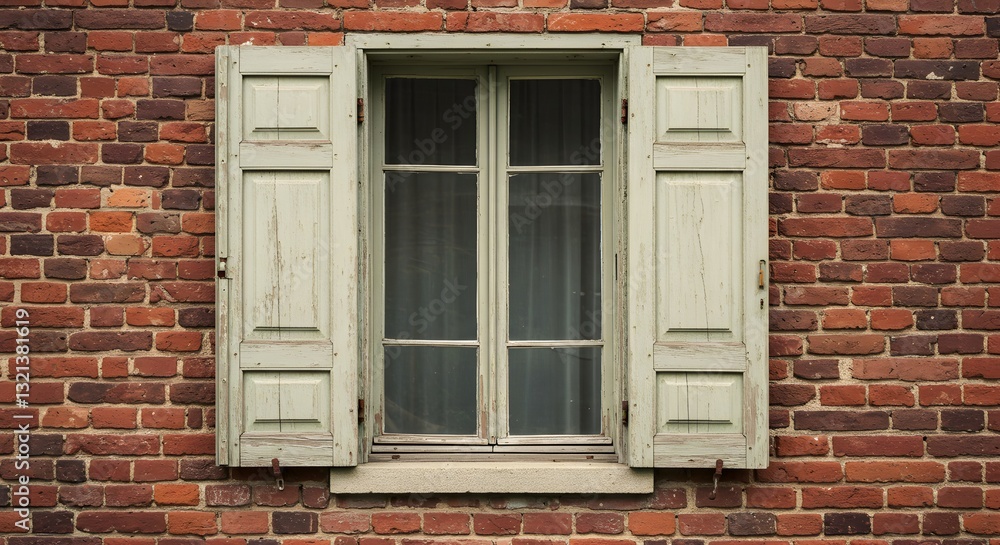 Rustic Window on Brick Wall, A Captivating Blend of Old-World Charm and Architectural Detail, showcasing a Weathered Window Rustic Window on Brick Wall, A Captivating Blend of Old-World Charm and Architectural Detail, showcasing a Weathered Window