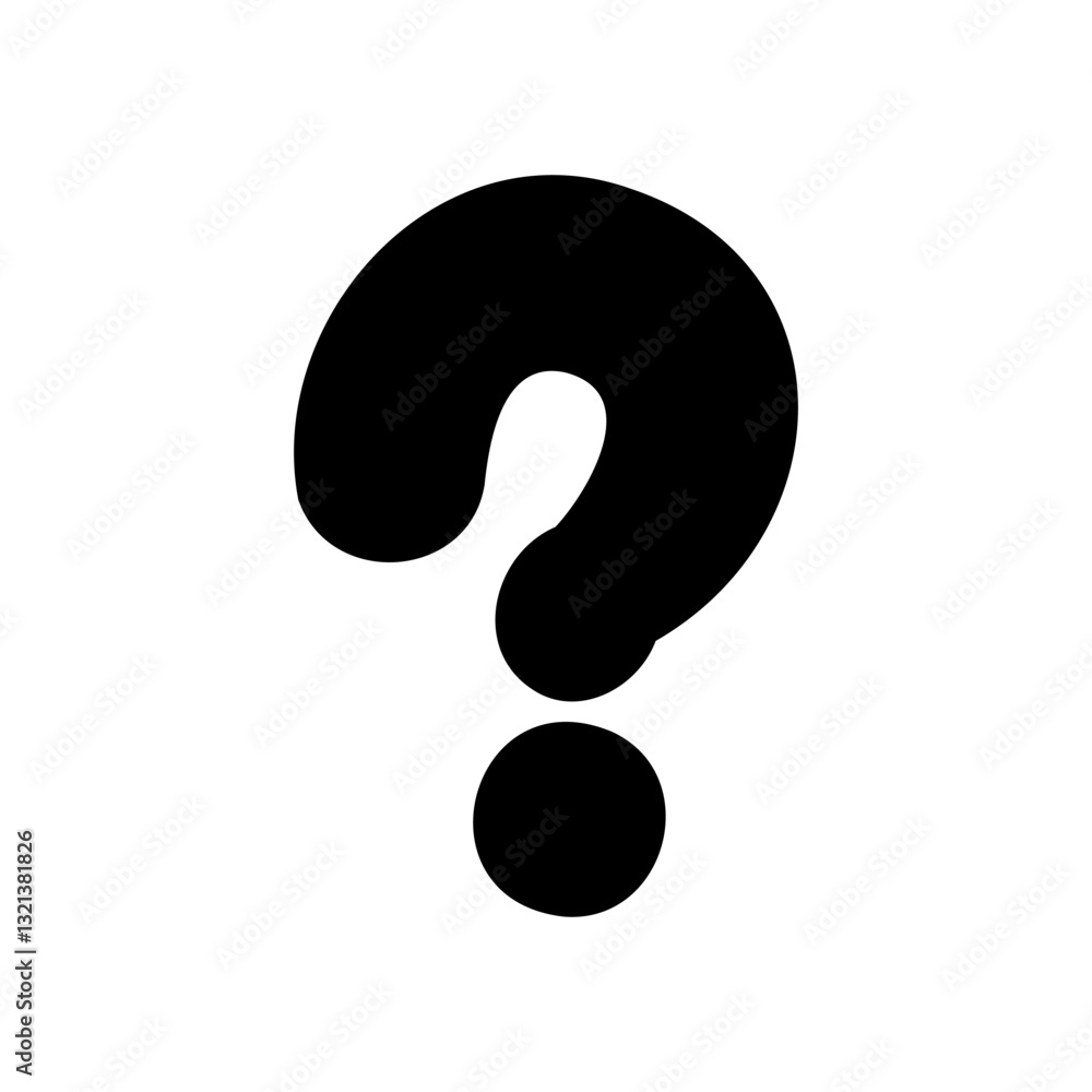 Bold question mark symbol in hand drawn style. Vector illustration isolated on white background. For typography, font, logo, alphabet, sales, signboard, education, branding, presentation. Bold question mark symbol in hand drawn style. Vector illustration isolated on white background. For typography, font, logo, alphabet, sales, signboard, education, branding, presentation.
