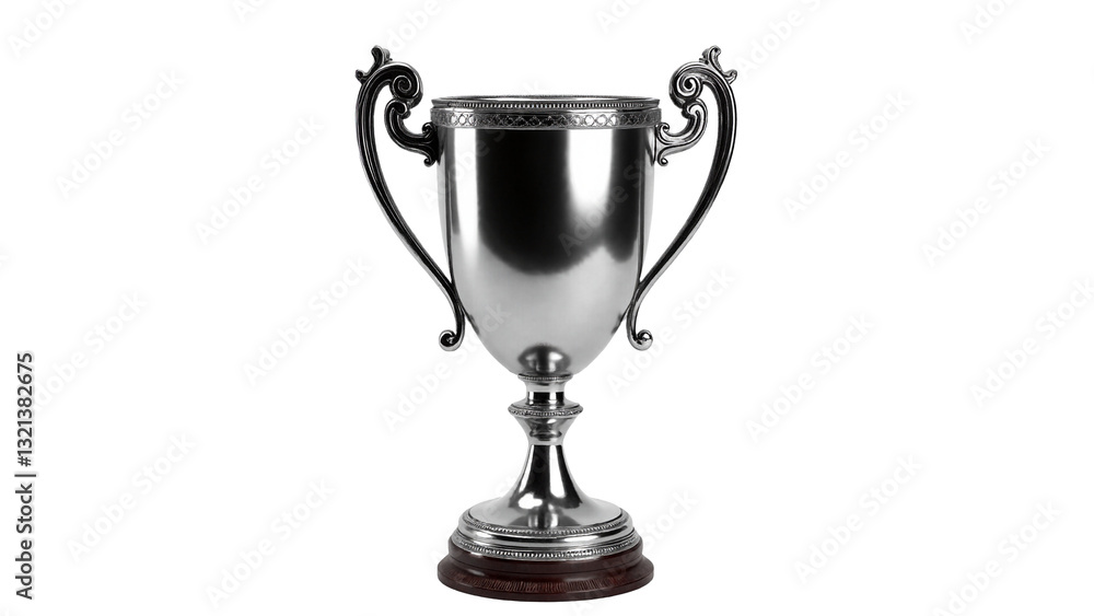 Elegant Silver Trophy Isolated on Transparent Background for Awards, Competitions, and Celebrations Elegant Silver Trophy Isolated on Transparent Background for Awards, Competitions, and Celebrations