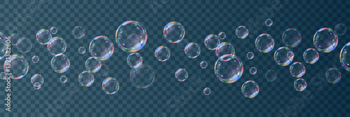 Air soap bubbles. Soap bubbles with different reflections. On a transparent background. Vector illustration. EPS 10.