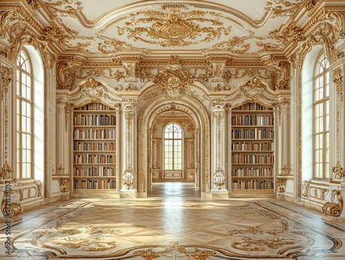 Grand opulent library interior