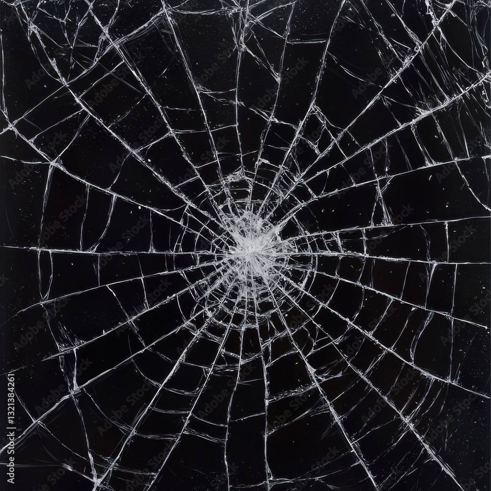 Fototapeta premium Shattered broken glass pieces scattered on a surface creating a dramatic visual impact