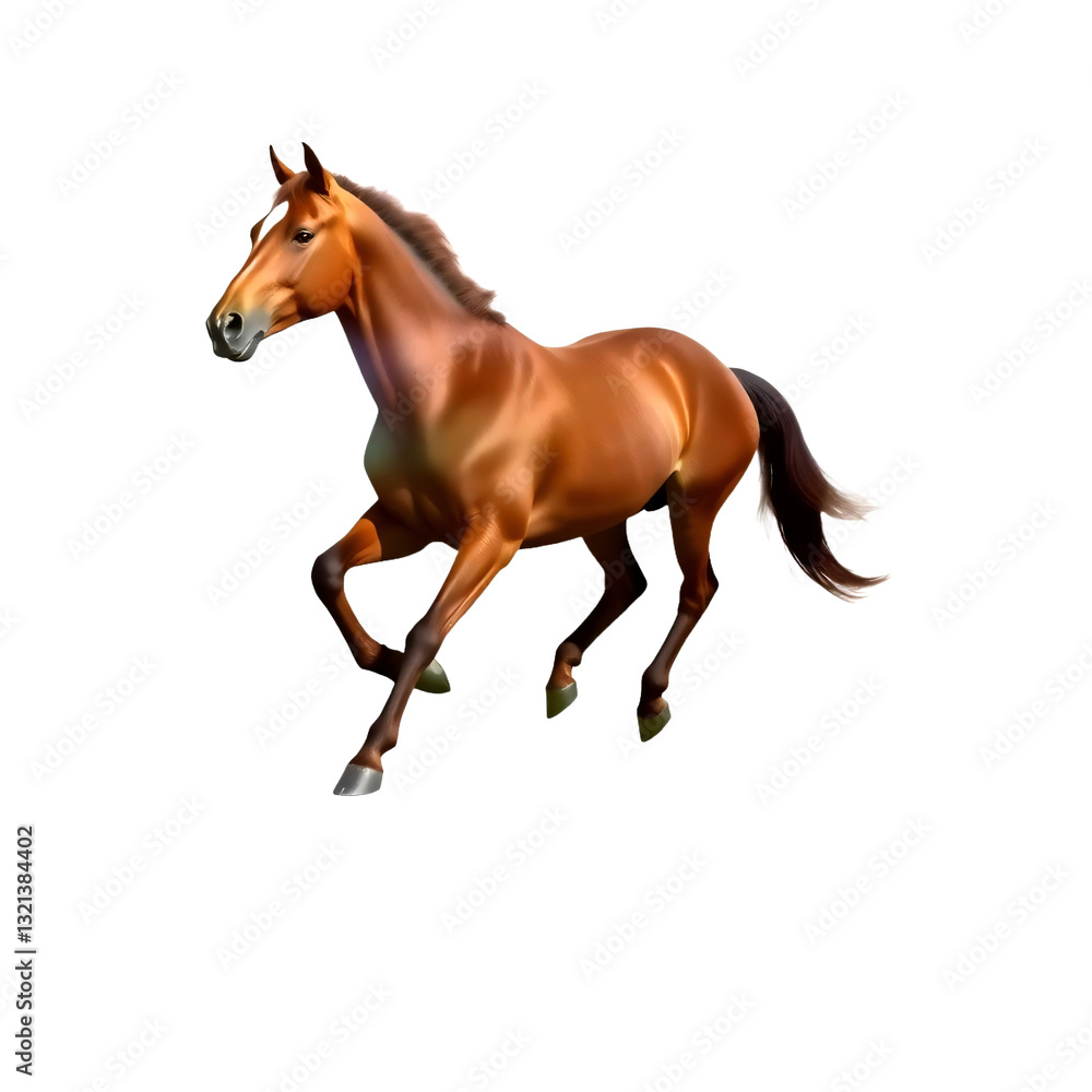 Fototapeta premium running brown horse isolated on transparent background. Generated Ai 