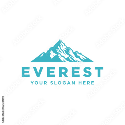 landscape  Mountain summit high ridge Logo Design Vector, everest Rocky Ice Top Mount Peak Silhouette