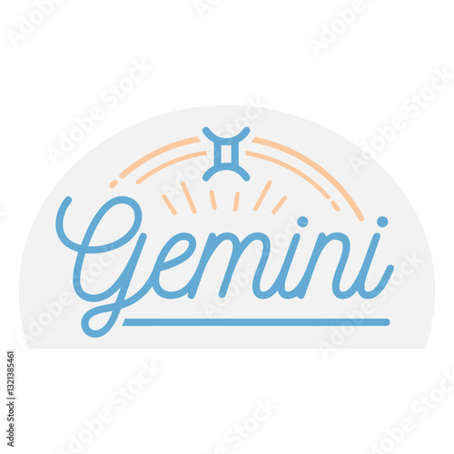 Gemini Zodiac Sign: A stylish illustration of the Gemini zodiac sign, featuring elegant typography and symbolic elements, representing the astrological sign.