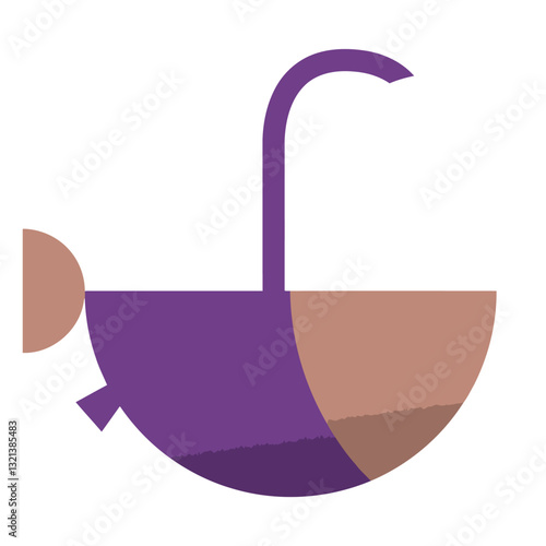 Abstract Anglerfish Design: A whimsical, geometric illustration of an anglerfish, showcasing simplified forms and vibrant hues, ideal for a modern graphic aesthetic.