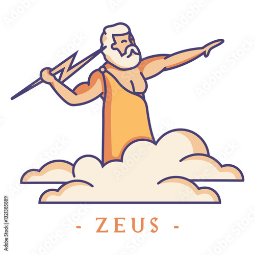Zeus and Lightning: An artistic illustration depicting the mythological god Zeus, wielding a lightning bolt with an air of celestial authority.
