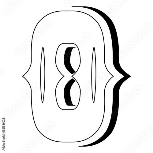 The Number Eight in a Stylish Display: A striking graphical rendering of the number eight in a sophisticated, stylized format, with elegant contours and a minimalist design.