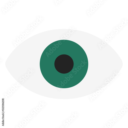 Emerald Gaze: A single eye with a vibrant green iris, the focal point in an illustrative representation of observation, sight, and introspection.
