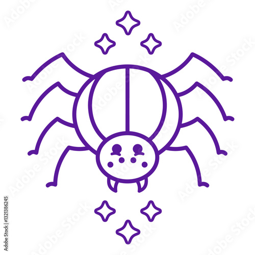Enchanting arachnid: A charming illustrated spider radiates an otherworldly aura with sparkling embellishments. Its design encapsulates a sense of wonder and enchantment.