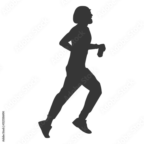Silhouette of a Runner in Motion: A dynamic silhouette of a determined runner, captured mid-stride, embodies the essence of speed, fitness, and the pursuit of personal goals.