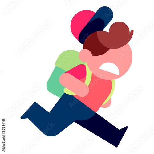 Running Kid: Energetic depiction of a young, stylized individual sprinting, showcasing determination, speed, and an active lifestyle with a playful artistic touch.