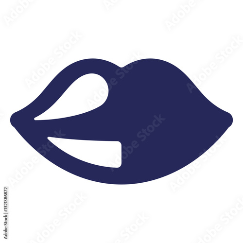 Bold Lip Icon: A minimalist icon showcases a set of plump, luscious lips, rendered in a deep, eye-catching shade of blue, representing beauty and allure.