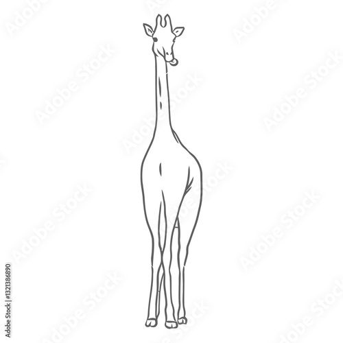 Giraffe Outline: A simple and elegant line drawing of a giraffe, ideal for adding a touch of the African savanna to your projects. 
