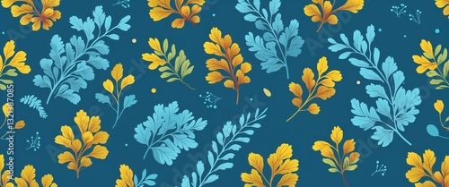 sorrel pattern on cyan plain background digital abstract art work illustration design