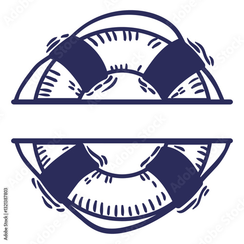 Life Preserver Emblem: A vintage life preserver emblem in nautical theme. this illustration is design for safety and rescue, creating a sense of maritime adventure.