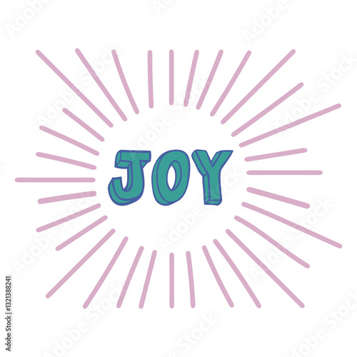 Radiant Joy: A vibrant illustration of the word JOY, radiating energy and positivity with dynamic lines, conveying pure happiness and optimistic vibes.