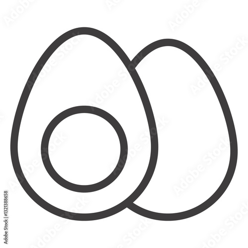 Delicious Egg Illustration: A close-up illustration showcases two eggs, one skillfully halved to reveal its perfect, central yolk, and the other, a whole egg.