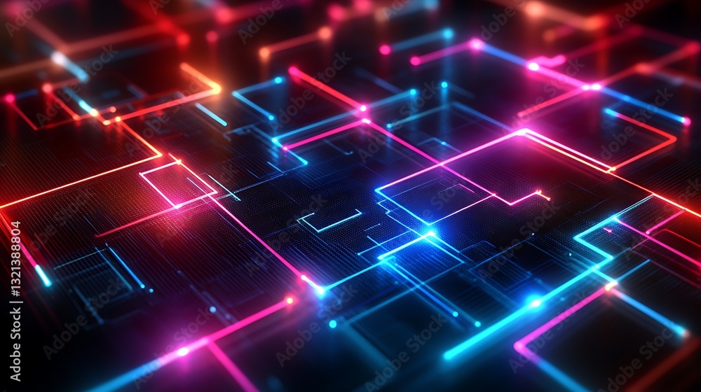Abstract glowing network lights, futuristic design, data grid, for technology Abstract glowing network lights, futuristic design, data grid, for technology