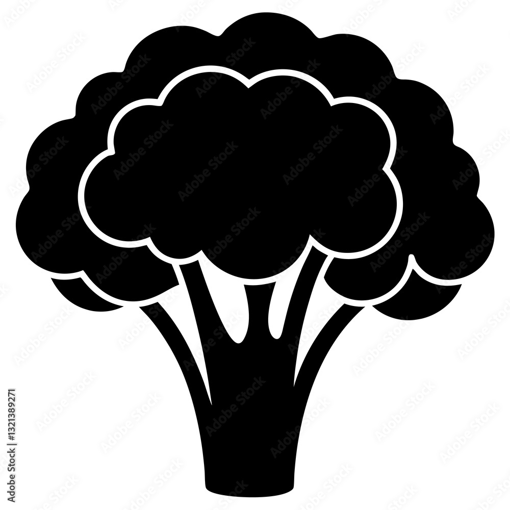 broccoli silhouette vector icon white background broccoli silhouette vector icon white background
