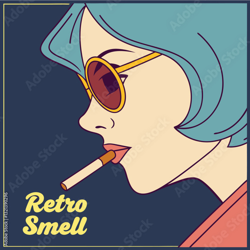 Retro Smell Woman Smoking T-Shirt Design - Vintage Style Fashion Graphic Tee