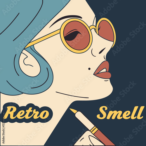 Retro Smell Woman Smoking T-Shirt Design - Vintage Style Fashion Graphic Tee