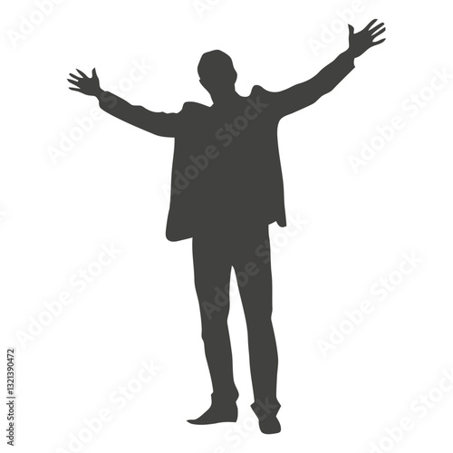Silhouette of triumph: A silhouette of a figure, arms outstretched, captures a moment of triumphant joy, celebrating life's victories with an embrace of pure exultation.
