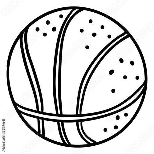 Basketball Outline: A dynamic illustration showcasing a detailed outline of a basketball, representing a staple of sports and recreation.