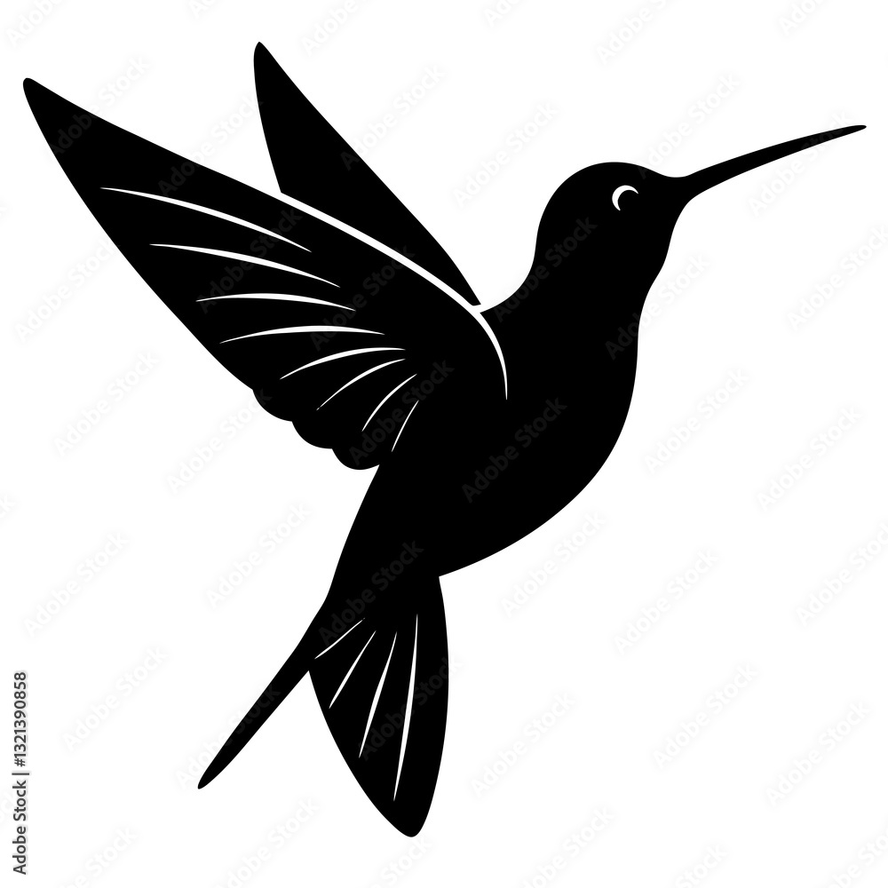 Obraz premium hummingbird silhouette vector icon white background