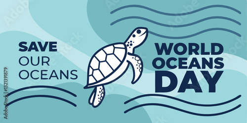 World Ocean Day poster flyer affiche simple banner international day