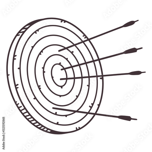  Bullseye Accuracy: An illustration of an archery target with arrows piercing the bullseye, symbolizing precision, focus, and achievement. 
