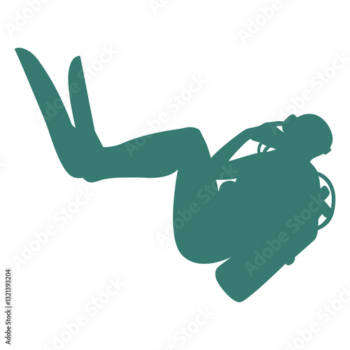 Underwater Exploration: A silhouette of an individual gracefully navigates the aquatic depths, capturing the allure of underwater adventure and discovery. 