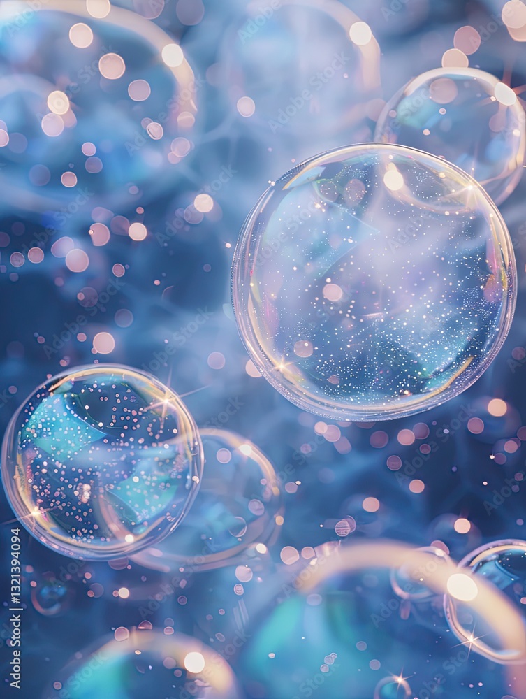Iridescent spheres floating in a luminous blue dimension of dreams Iridescent spheres floating in a luminous blue dimension of dreams