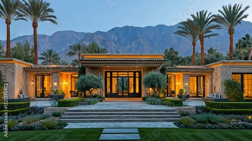 Luxury Estate at Dusk, Palm Springs, California