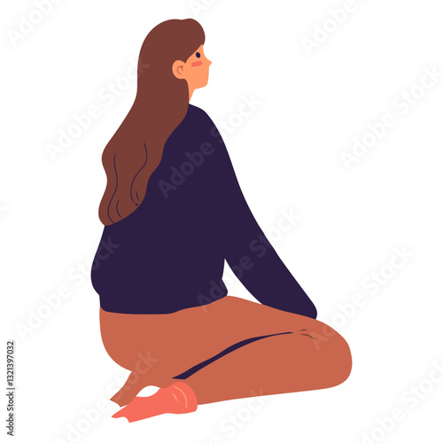 Woman in Contemplation: A young woman sits deep in thought. A study in serene observation of the inner world