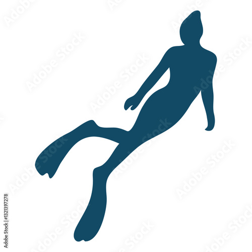 Freediver in the depths: This captivating silhouette of a freediver glides effortlessly underwater, embodying tranquility and the serenity of the deep.