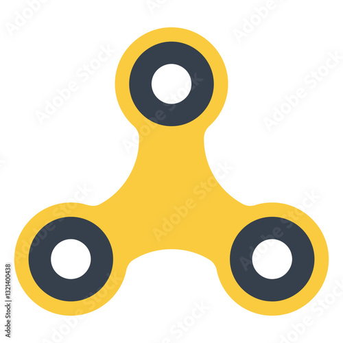 Fidget Spinner Graphic: A minimalist flat illustration depicts a yellow fidget spinner, its three arms and central bearing captured with precise detail and vibrant color.