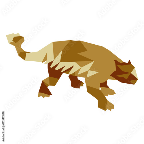 Geometric Ankylosaurus: A stylized geometric representation of an Ankylosaurus, rendered in a palette of earthy tones, evokes the prehistoric grandeur and scale of this armored dinosaur.