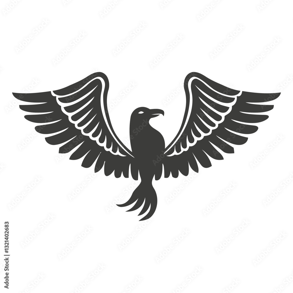 Fototapeta premium Majestic Eagle Illustration: A striking illustration of an eagle, wings gracefully outstretched, conveying strength, freedom, and power.