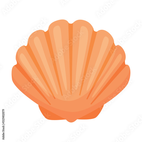 Scallop Seashell. Hand drawn trendy flat style isolated icon on a transparent background seashell. Vector illustration