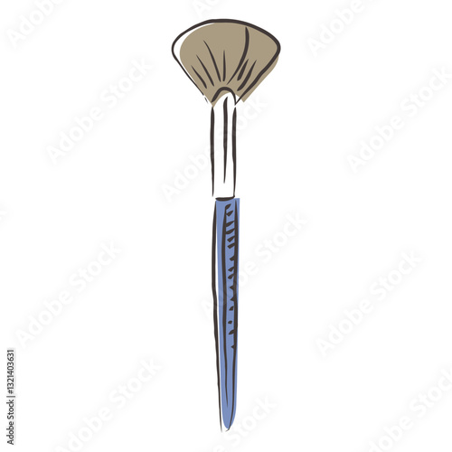 Elegant Fan Brush: A detailed hand-drawn fan brush, meticulously crafted to showcase the artistry and finesse of makeup application.