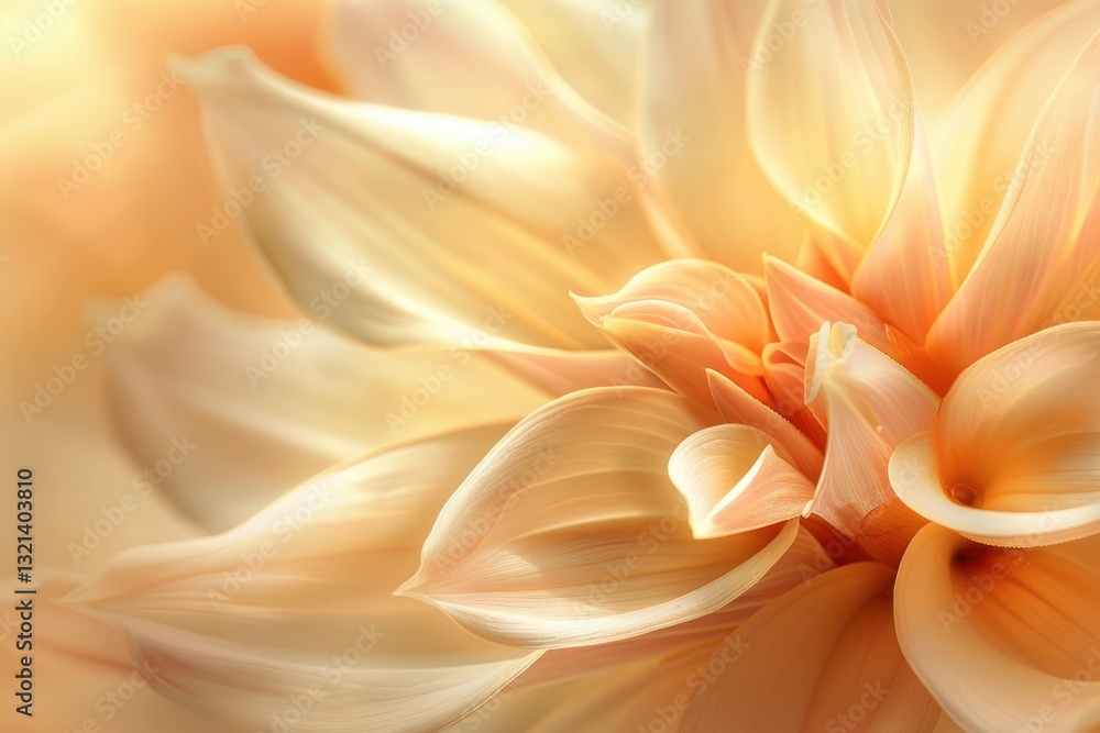 Obraz premium Soft golden flower petals gracefully arranged in a serene background, evoking tranquility and beauty