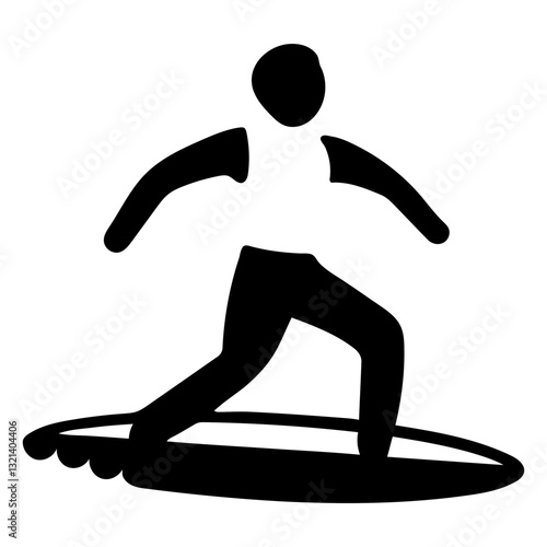 Surfing Silhouette: A sleek silhouette captures the essence of surfing, depicting a surfer gliding smoothly over the waves. A graphic representation of athleticism and the surf lifestyle.