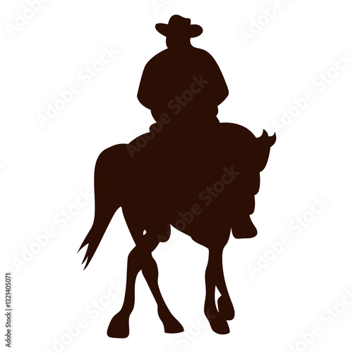 Silhouette of a Cowboy Riding Horse: A striking silhouette captures a cowboy astride his horse, embodying the spirit of the old west. A symbol of adventure, independence, and the rugged outdoors. 