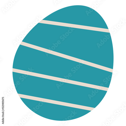 Easter Egg Abstract Illustration: A vibrant and playful depiction of an Easter egg, featuring a solid teal base adorned with parallel white stripes, symbolizing the arrival of spring.