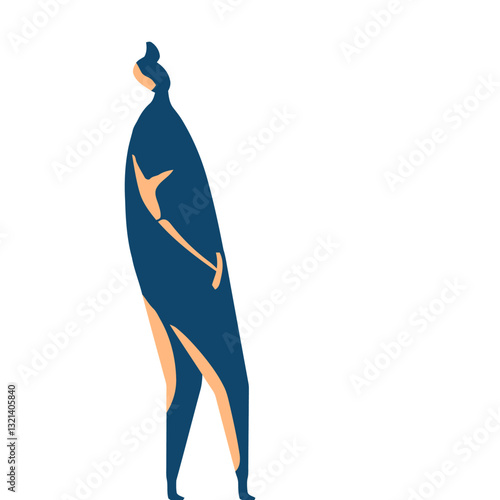 Contemplative Silhouette: A minimalist illustration of a figure lost in thought, its form a dance of subtle shades and essential lines, conveying introspection and quiet reflection.