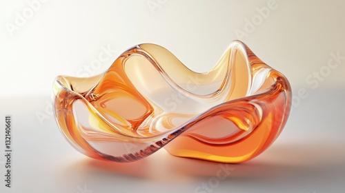 Elegant glass bowl with swirling orange and clear patterns, set against a soft gradient background